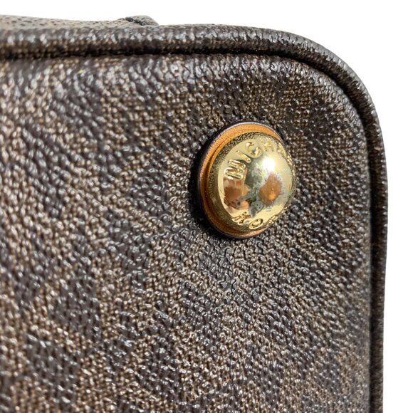 Michael Kors Brown Signature Coated Canvas Jet Set East/West Tote w/ Bag Charm - Picture 9 of 16